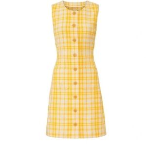 Tory Burch Yellow Plaid Jacquard Dress